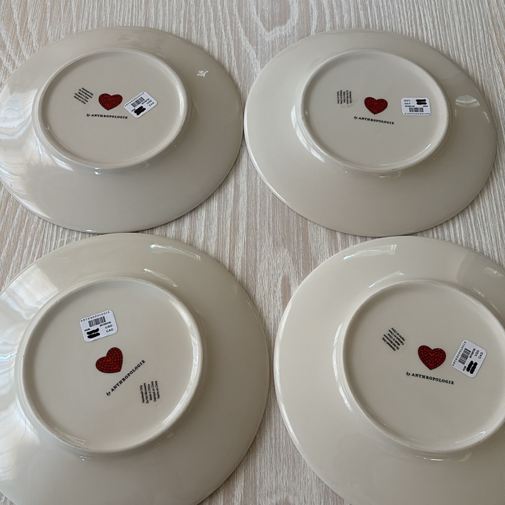 Anthropologie Bistro Tile Stoneware Dessert Plate: Valentine's Edition Set of 4 - Picture 14 of 14